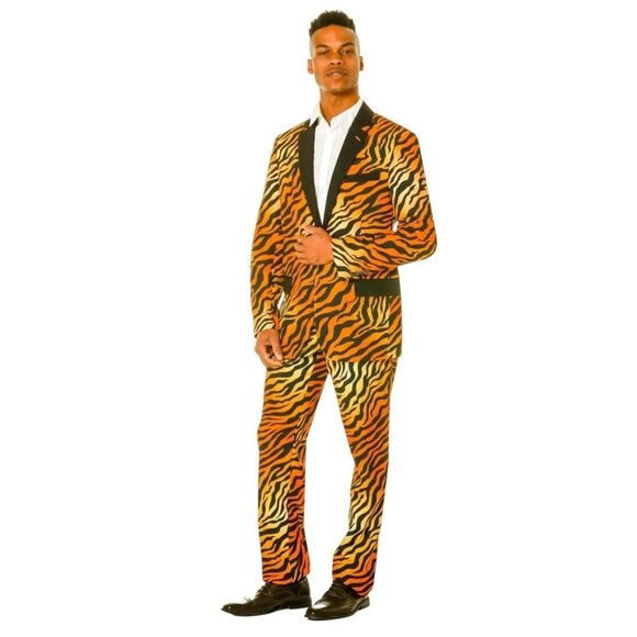 Shinesty The Make Them Purr Tiger Print Suit Statement Piece Size 38/31/32 - Picture 5 of 16